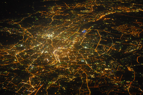 Night aerial of Guangzhou, China