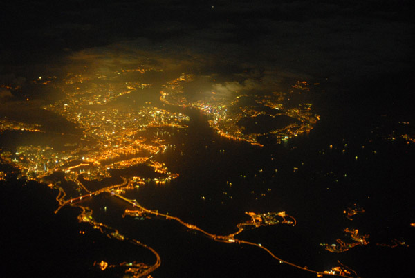 Night aerial of Hong Kong