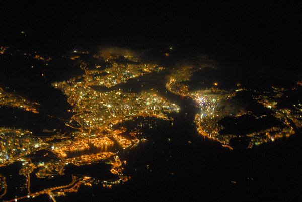 Night aerial of Hong Kong
