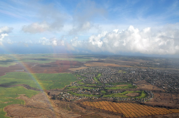 Rainbow with Pukalani and the central valley of Maui