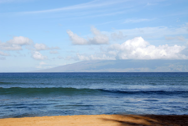 The island of Molokai 10 miles away across the channel from Ka'anapali, Maui