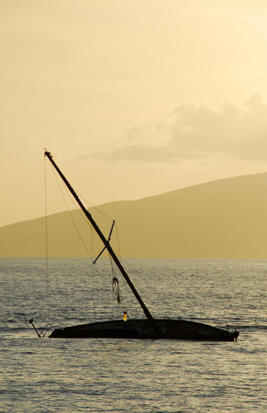 Wrecked boat off Lahaina