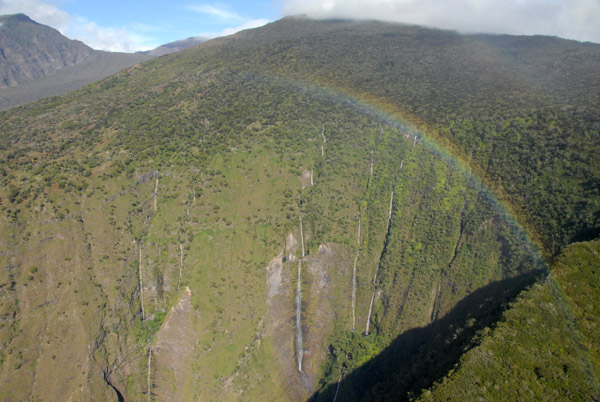 Rainbow over Manawainui Valley on the southeast flank of Mt Haleakala