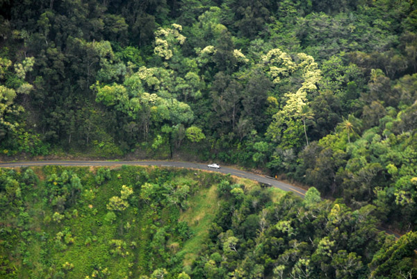 Most of the Hana Highway is hidden by dense vegetation