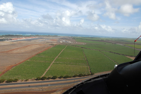 Coming in over the cane fields of the Central Valley, Maui