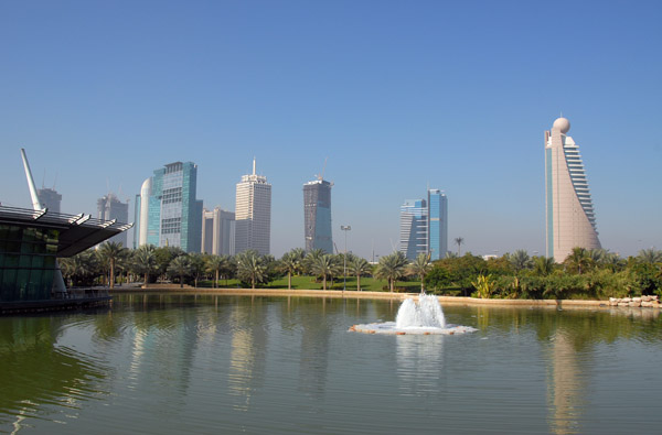 Zabeel Park lake with Sheikh Zayed Road towers