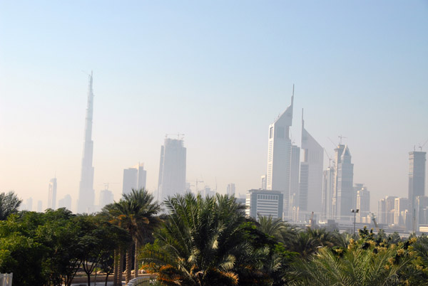 Emirates Towers & Burj Dubai from Zabeel Park bridge