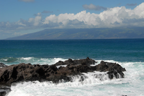 Dragon's Teeth of northwest Maui with Molokai across the Pailolo Channel