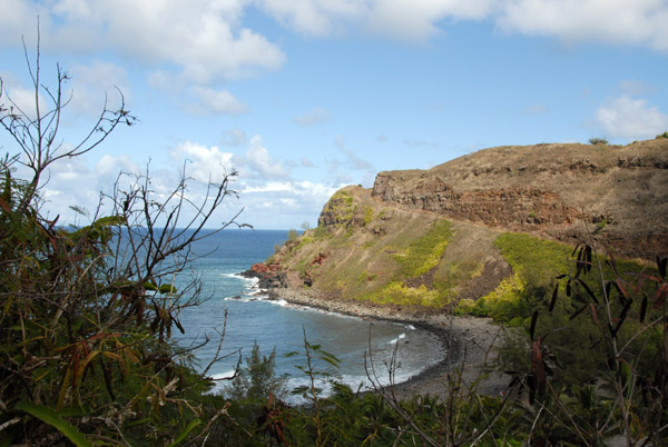 Honokohau Bay with a small beach below the Honoapiilani Highway, Maui