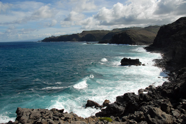 Looking east from Nakalele Point along the north coast of Maui