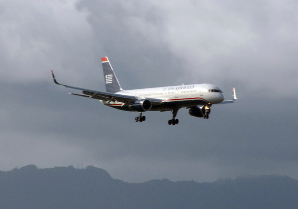 US Airways Boeing 757 with winglets landing at Honolulu