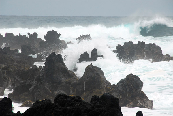 Lava rocks and heavy surf, Keanae Peninsula, Maui