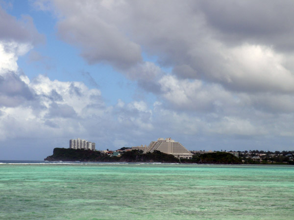 The pyramid of the Sheraton Laguna Guam Resort on the other side of Hagåtña Bay