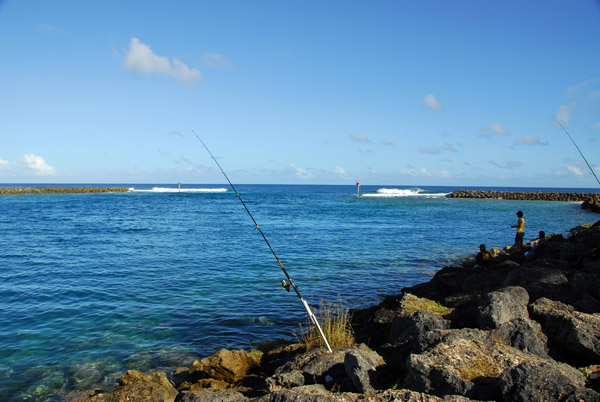 The breakwater protecting the Hagta Boat Basin from the Philippine Sea