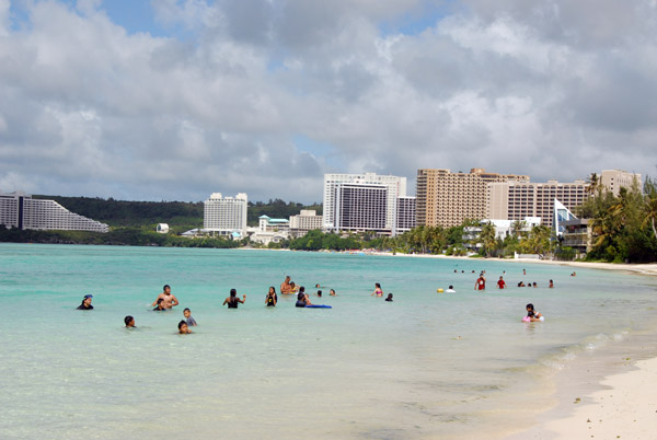 Swimmers at Tumon Beach in front of Holiday Resort