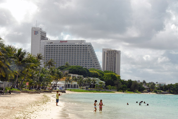 Looking back along Tumon Beach to the Guam Marriott