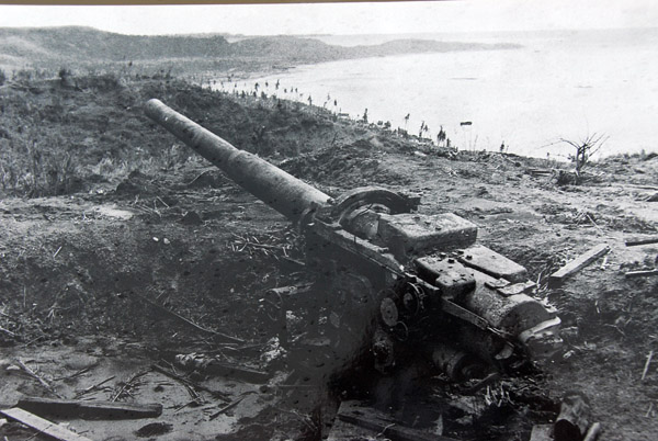 Japanese artillery on the hill above Asan Beach