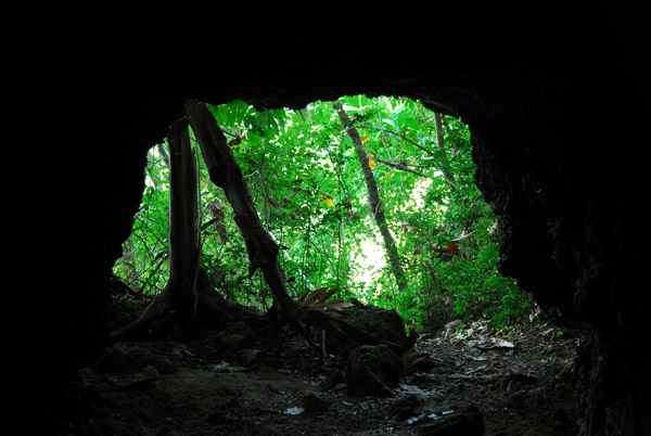 Japanese cave dug into the hill on the side of Asan Beach, Guam