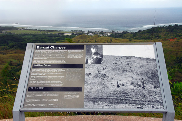 Asan Bay Overlook - placard of the Japanese counter-attack of 25 July 1944, the Banzai Charges
