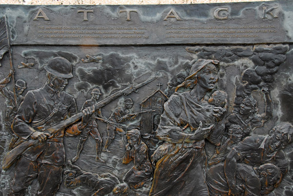 Bronze relief memorial at Asan Bay Overlook - the Japanese Invasion, December 8, 1941