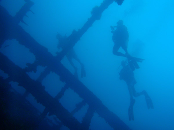 Divers on the Tokai Maru in Apra Harbor, Guam