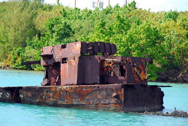 Rusting wreck alongside the channel, Apra Harbor