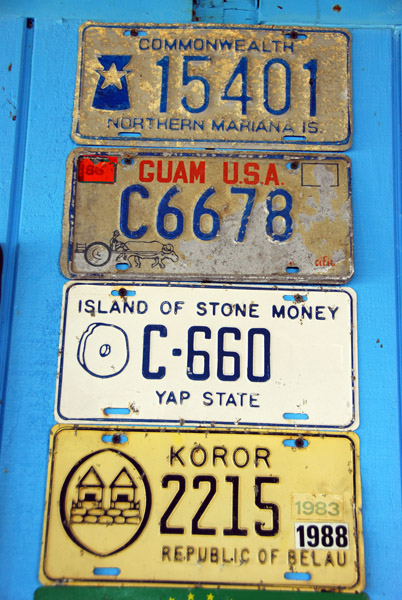 Old license plates from Northern Mariana Islands, Guam, Yap, Koror