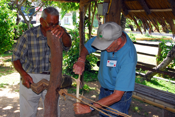 Making rope the traditional way, Gef Pa'go Chamorro Cultural Village