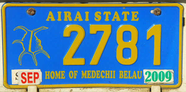 Palau License Plate - Airai State, Home of Medechii Belau