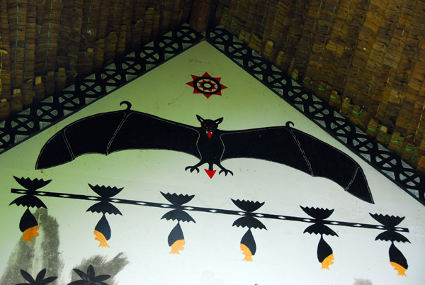 Painting of a Bat on a traditional Palauan painted storyboard