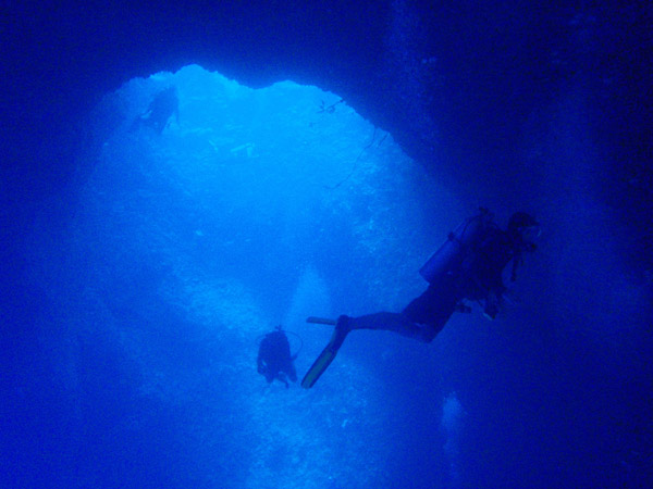 Divers in the Blue Hole, Palau