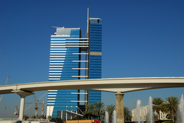 Dubai Metro track passing over Trade Center Roundabout