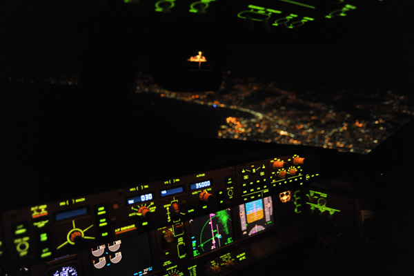 Flying past Beirut at night (B777)