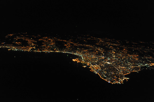 Beirut, Lebanon night aerial