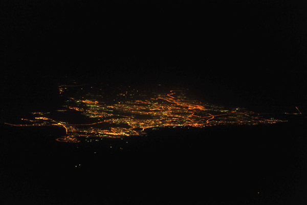 Bahrain at night, from the north