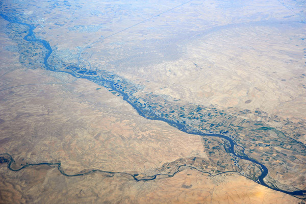 Khabat, Iraq and farmland along the Great Zab River, Kurdish north