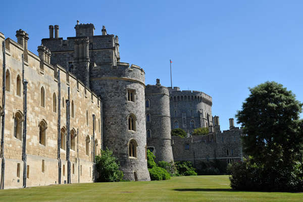 South side of Windsor Castle looking east along the Garter House to Henry III Tower