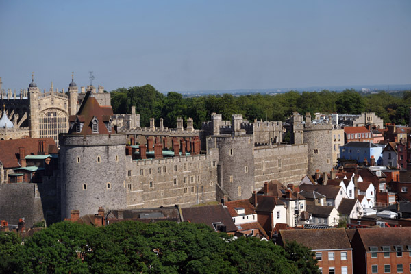 The west curtain wall of Windsor Castle from the Windsor Wheel