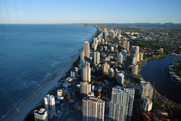 View of the Gold Coast south of Q1 Tower, from Surfers Paradise to Coolangata