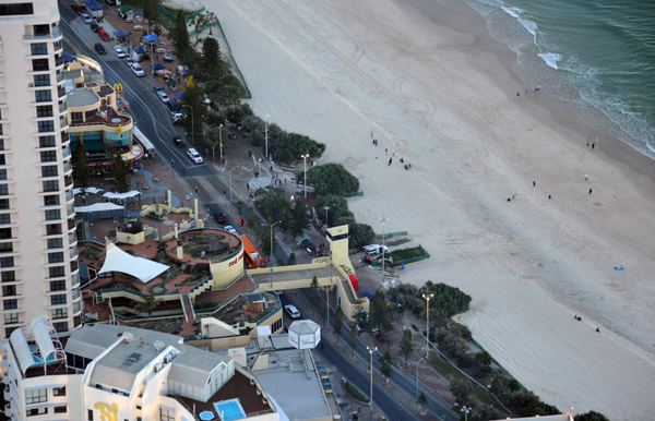Cahill Avenue Mall and the beach at Surfers Paradise