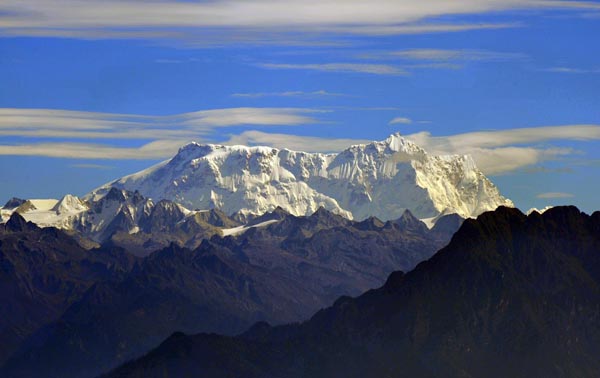 The highest mountain in Bhutan, Gangkhar Puensum 7570m