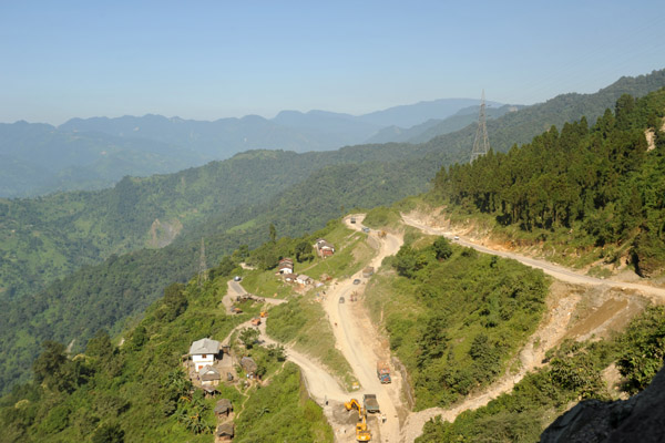 Switchbacks as the road climbs above Phuentsholing