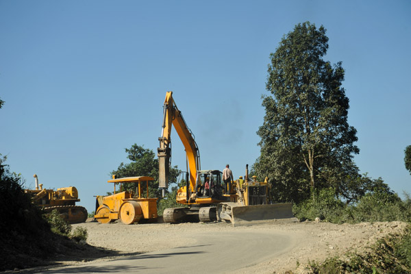 Road construction on the Phuentsholing-Thimphu Road