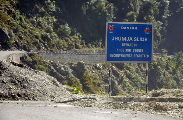Jhumja Slide - Beware of Shooting Stones, Phuentsholing-Thimphu Road