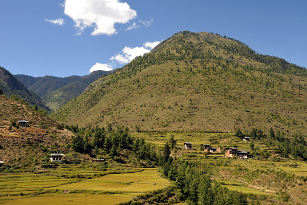 Agricultural area between Chhuzom and Thimphu