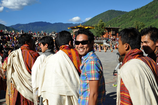 Dennis in line at the Tsechu Festival