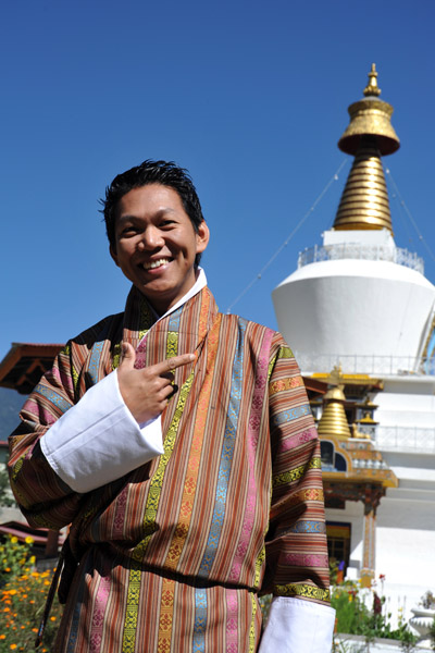 Dennis in his new Bhutanese goh
