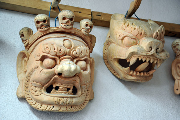 Wooden masks are used in the many Buddhist festivals of Bhutan