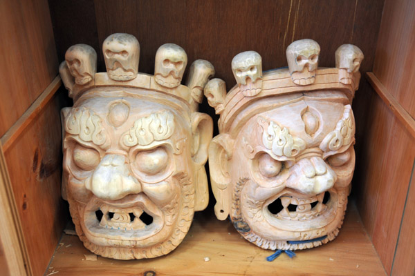 Wooden masks prior to painting, National Institute for Zorig Chusum