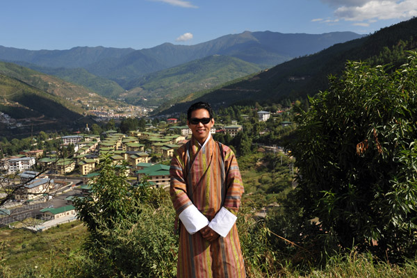 Dennis on the terrace of Changangkha Lhakhang high on the slope above Thimphu